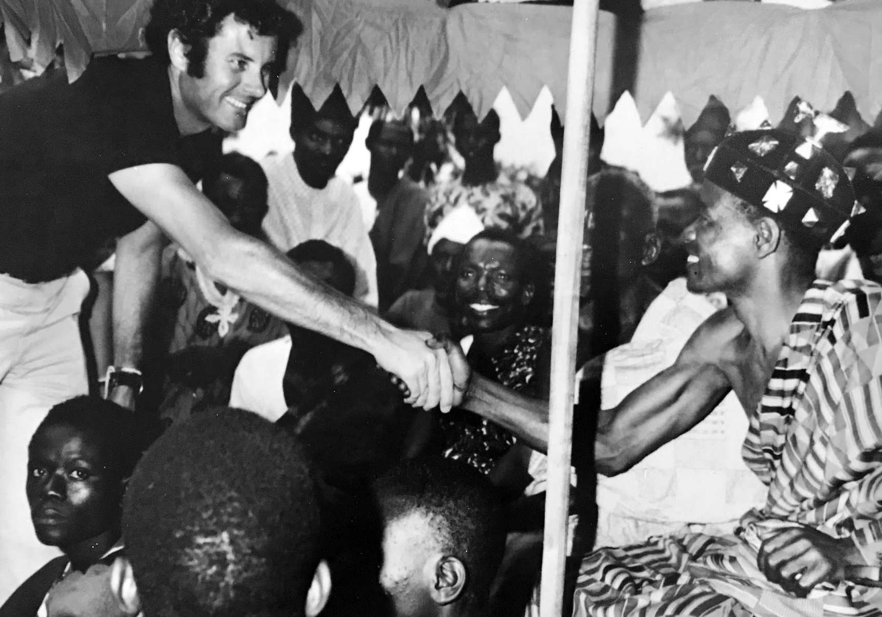 Joe welcomed to Ghana on his visit as Peace Corps Director, where he was recognized with honorary membership to the Ashanti tribe.