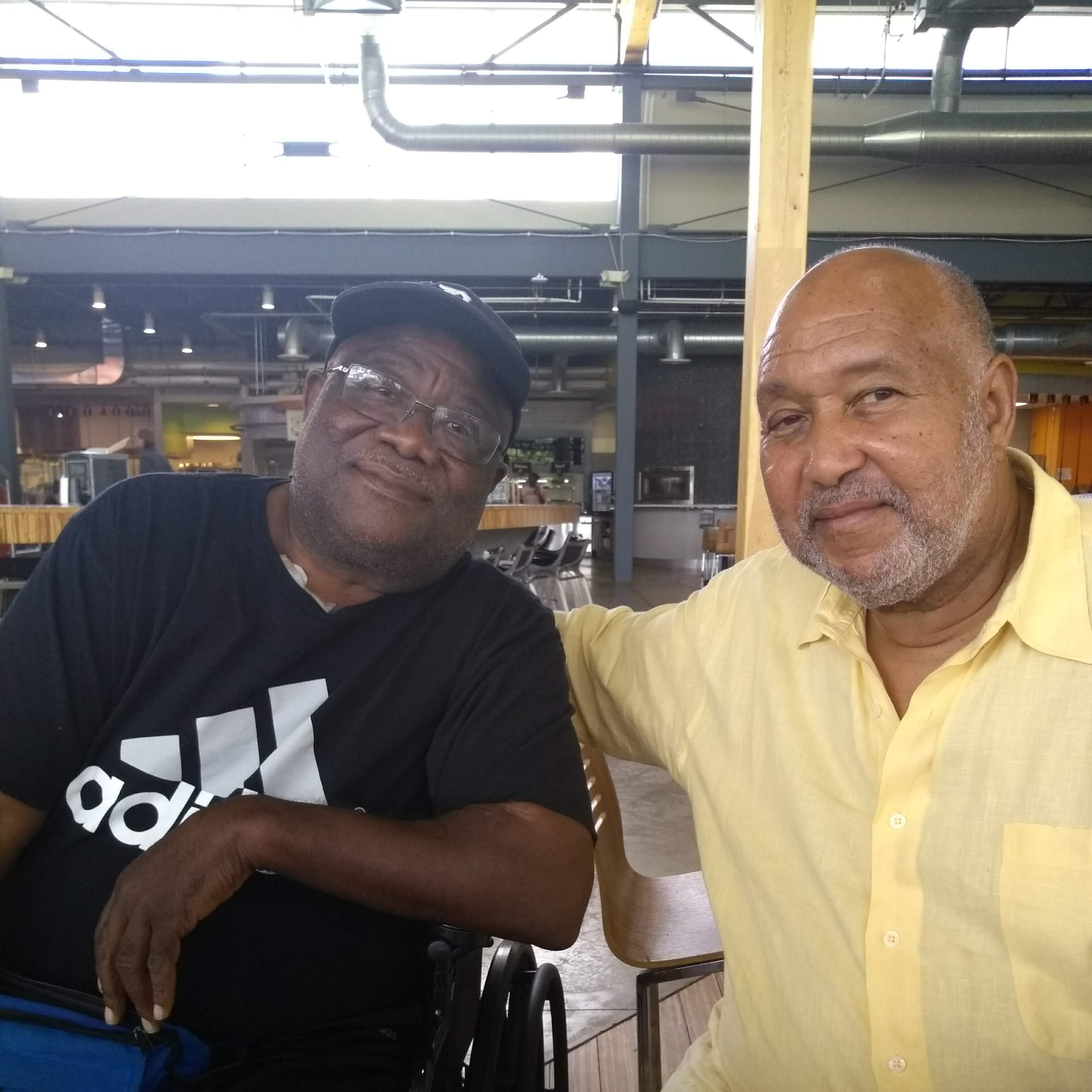 This is a picture of  Edward  and I was taken in 2018 on the campus of Bowling Green University. It was  Edwards 50 year reunion and he was so proud , so me and my family drove down to bowling Green from Detroit to see him, as usual Edward Sewell was the complete host. He showed us around campus he also made sure we ate very well, and my granddaughter  Lyric at the time was 8 years really . Edward fell in love with her because she can sing and she's very smart
 
Edward and I met in 1984, why I was playing ball at Purdue University.
Edward went on to be my agent in National Football League.
Not only it was he my agent and business partner we became excellent friends for over 35 years we talked on the phone maybe four times a week, and three times a day and of course Edward was the email King. Can you imagine for over 35 years talking to person like that all that time on the phone, Edward became my Big Brother. I learned a whole lot from Edward. I miss those days I spent in San Francisco, California with him.
Rest in heaven my friend. I will never forget our relationship and the knowledge you have taught me as a Young Man