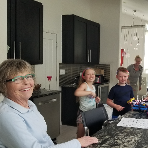 Mary Ann with grandkids Mira and Vaughn and daughter-in-law Hester - Denver CO