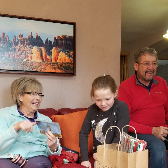 Mary Ann, Don and granddaughter, Mira - Christmas 2019, Parker, CO