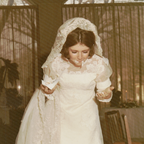 1970 wedding. Let her eat cake.