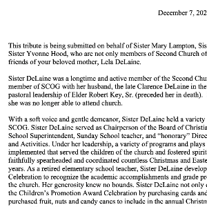 Tribute from Mary Lampton, Dorothy L. Jones, and Yvonne Hood