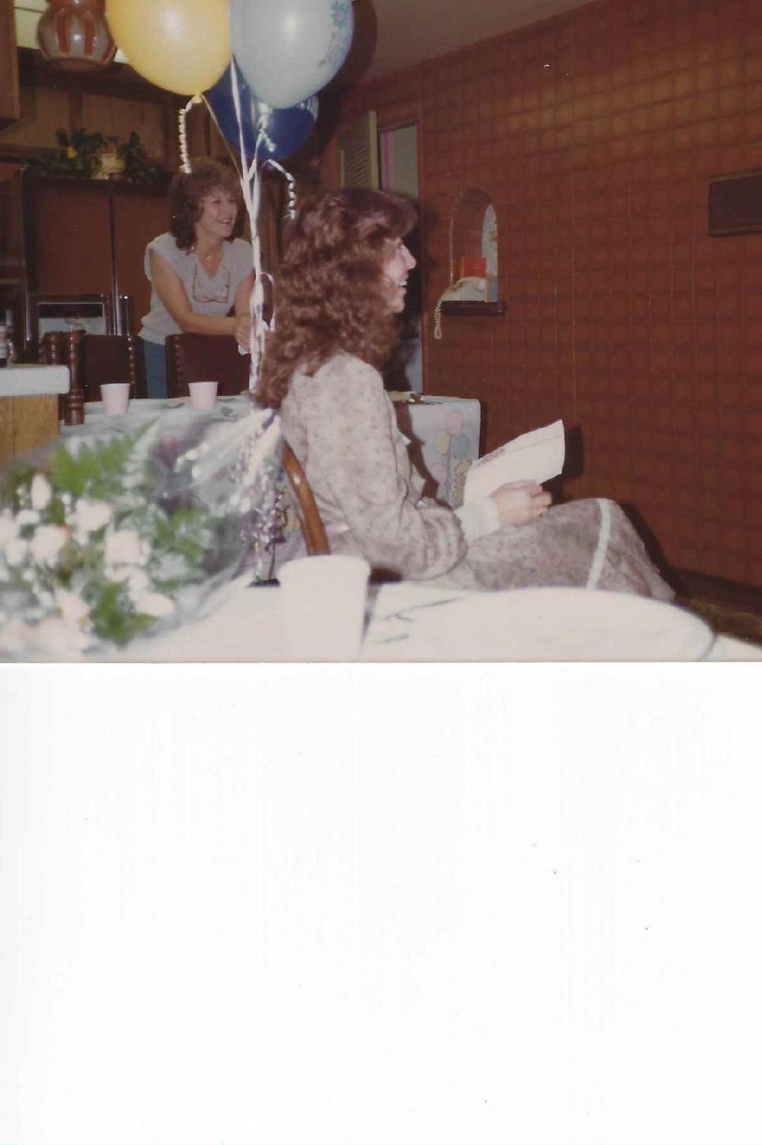 My favorite Jeanette story. The Birthday Chair.
This photo is from one of my first visits to Cindy’s house for a birthday. It was here that I learned about the birthday chair. The honoree sat on the chair decorated with balloons, lots of them. It made a fun day even more special. Jeannette explained to me that this was their family tradition. Her creativity was at work in this small thing.
When I became a parent, every birthday or special occasion had a balloon chair.
I always think of Jeannette when I put out my balloons. :)