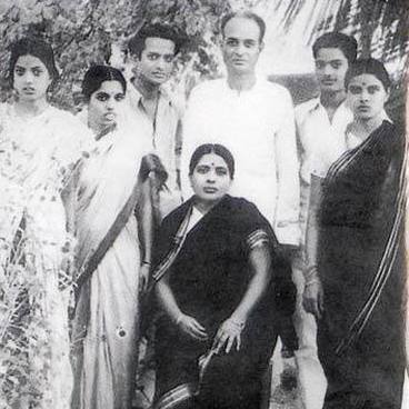 Seshendra'smotherLateAmmayamma (Sitting)With(From Left)Her Youngest Daughter Devasena ,Daughter-in-law(Seshendra's Wife)Janaki,Son Seshendra,Husband late Subrahmanyam;Youngest Son Rajsekharam and elder daughter Anusuya in 1949 
at Seshendra's house at Thotapalli Gudur Village,Nellore District,Pin:524311(A.P.)India
