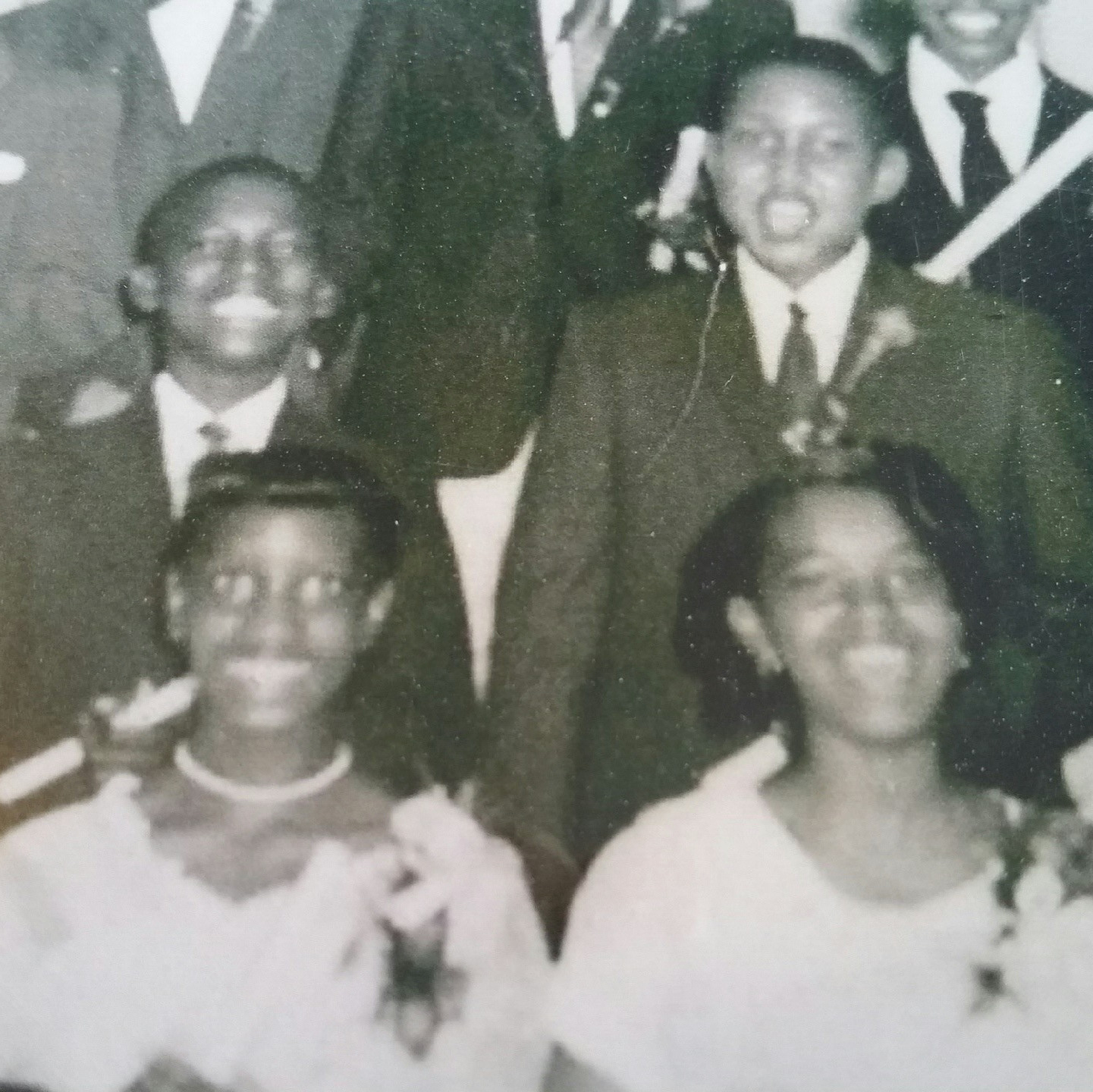 This is Edward at his sixth grade graduation from Harman’s Elementary School .People in picture.  Frederick Hebron-Edward Sewell-Dexter Gaither Jean Strong-Leonia Truxon-  Mary
Shaffer. The first three years they went to the  Hartmans Rosenwald School.