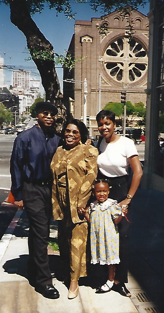 Sunday in San Francisco after Church. Me, Mom, Melody and Johanna.
