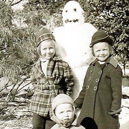 Twins & Perry - Very proud of their snowman.