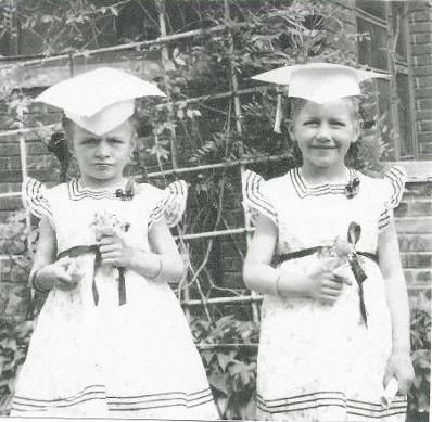This picture is of our kindergarten graduation. And I was mad because we couldn't walk down together to get our diplomas.