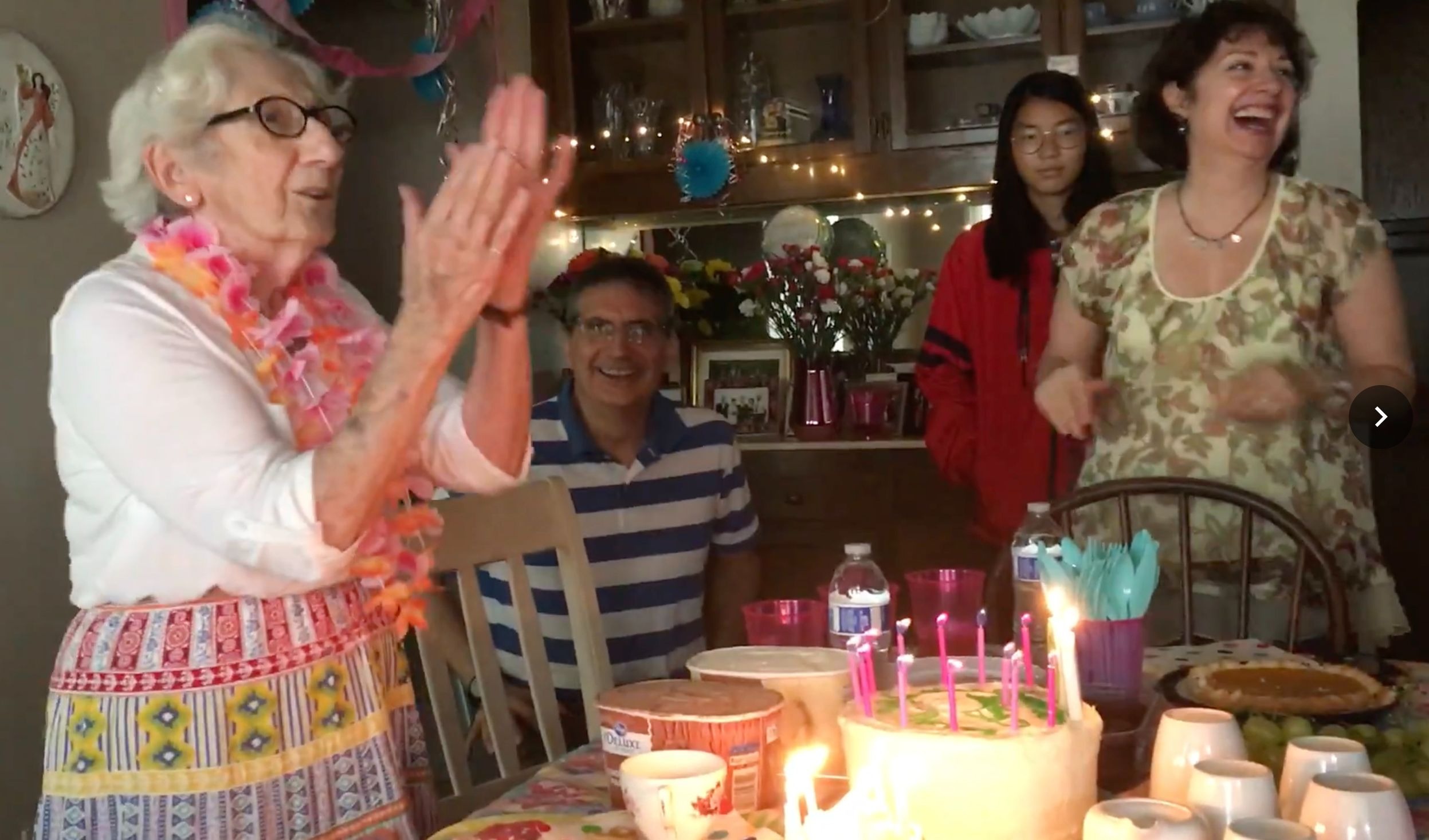 Nonna, life of the party, celebrating 90 yrs.
