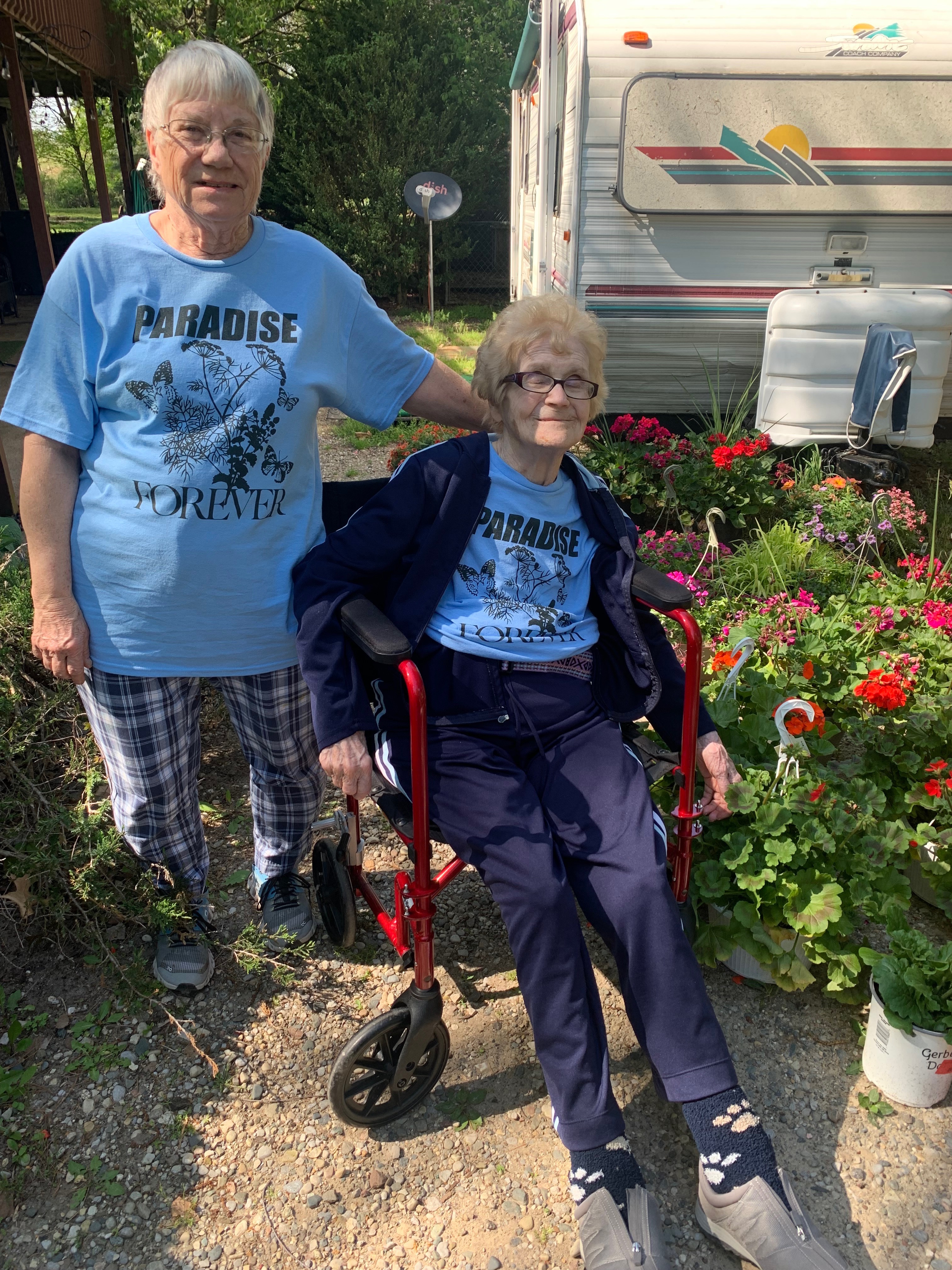 Ready for a visit to Cornwell’s Turkeyville,Marshall MI with her good friend Karel