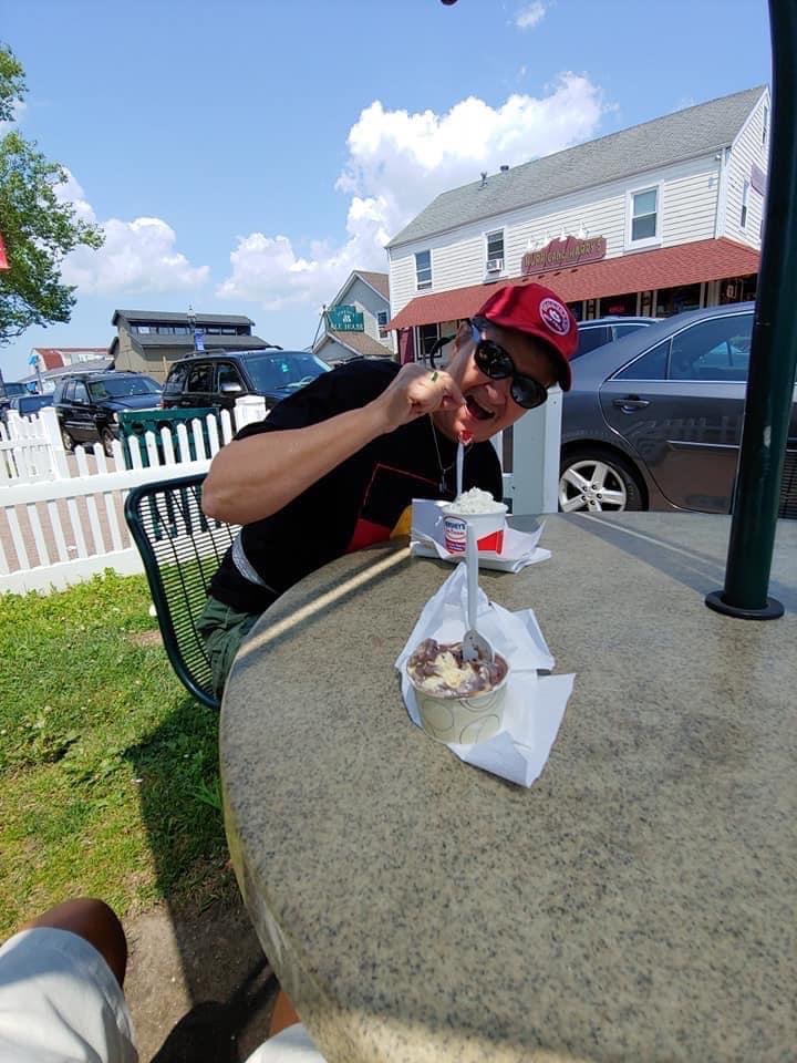 Ice cream for desert in Freeport..she loved the ice cream parlor..