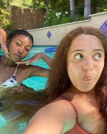 summertime swim with Kyra at her beautiful grandparent's house; we were in the pool till our hands were wrinkled playing games, catching up, and being mermaids. 