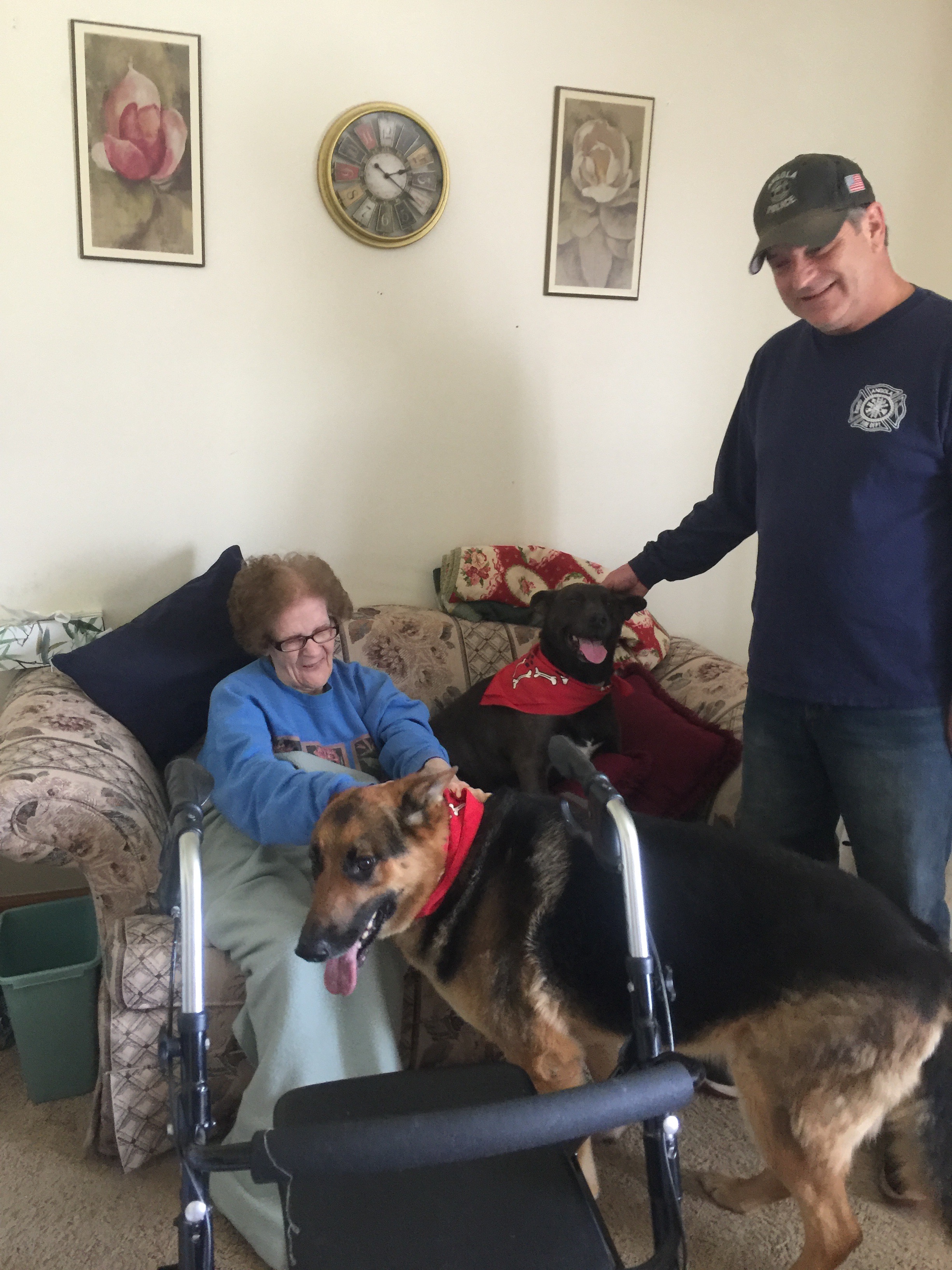 Lovin’ on her grand dogs