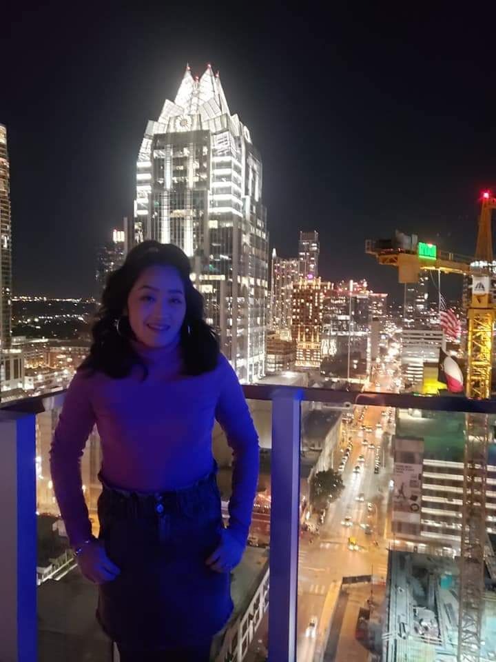 You came down and celebrated my 30th birthday with me in Austin! This was a photo I took of you at the rooftop bar.