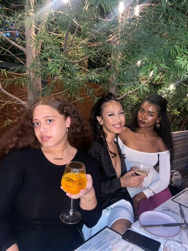 Kyra, Tea, and my sis attending my 25th birthday dinner ; later we danced at the cutest disco themed bar 