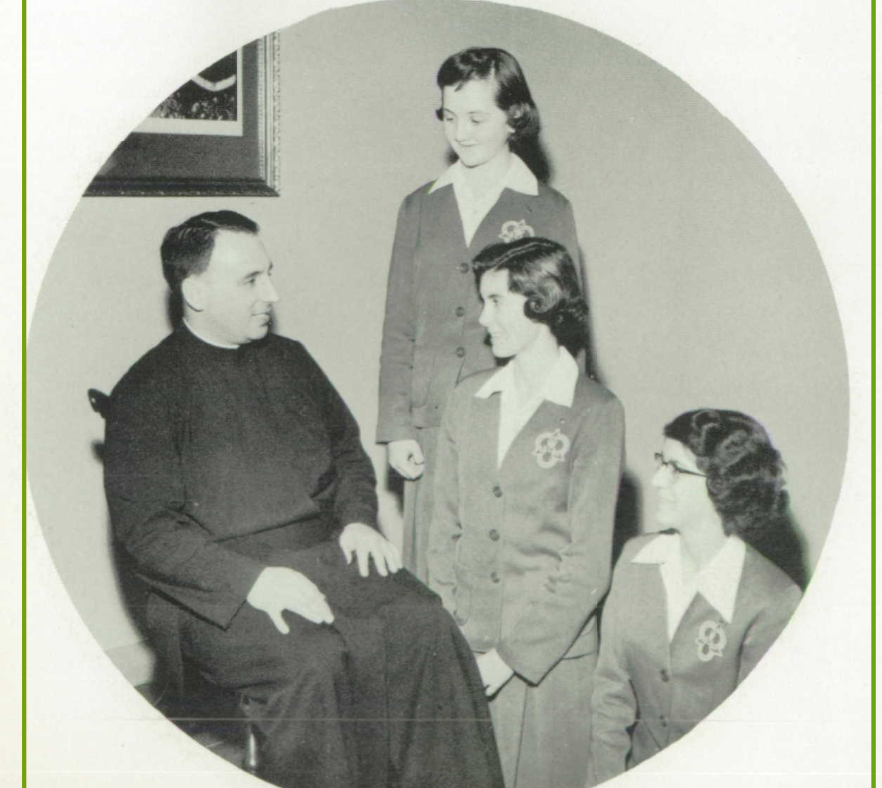 Jean Ann (Bottom Right) sits with Kathy Carney, and Carol Milich next to Master Father Joseph Perri.
