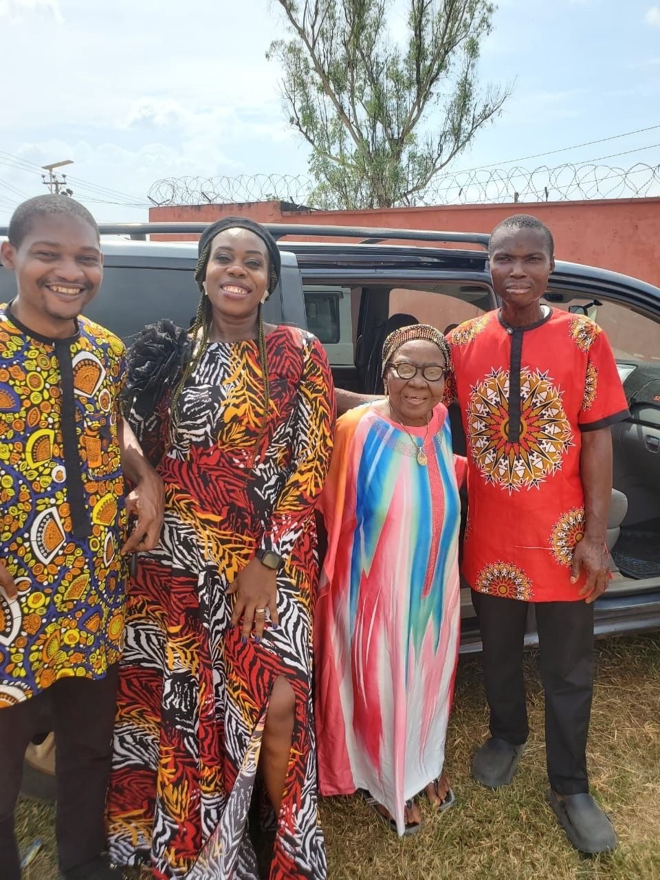 Mama at the burial ceremony of her brother, Dede Saint with her daughter-in-law Chinonye, her sons Odinakachi and Uzoma