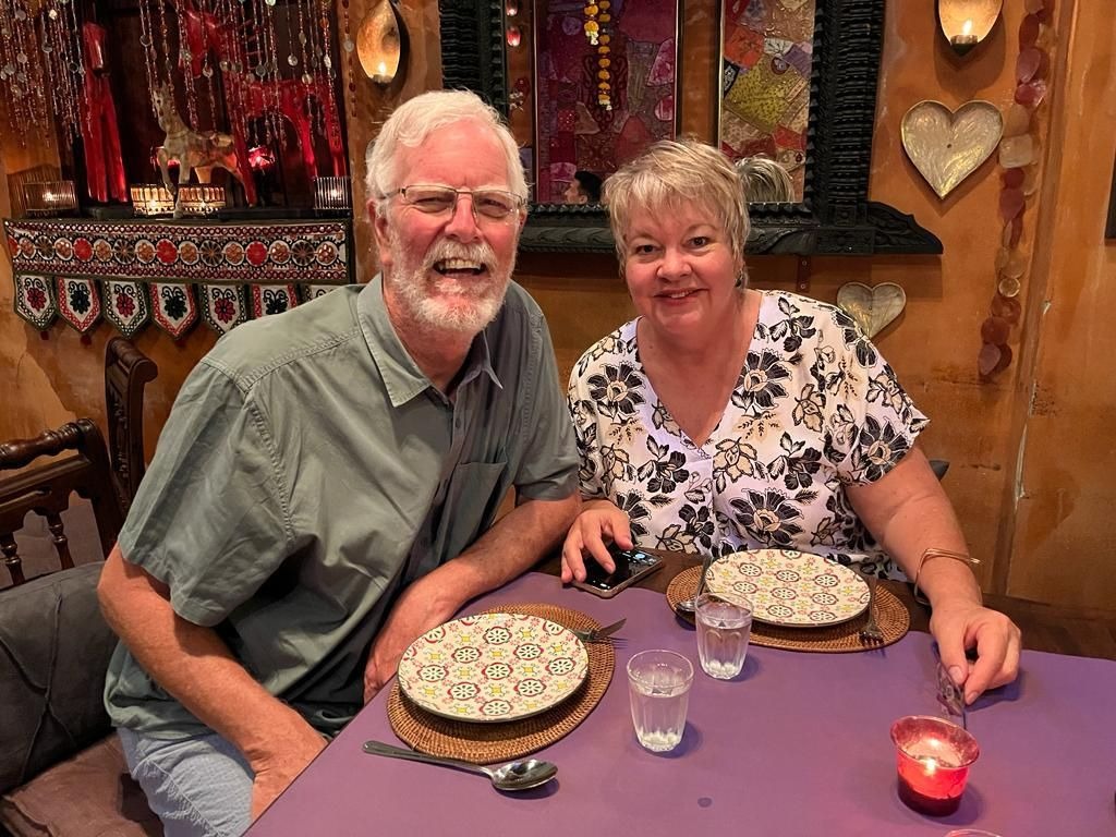 Dave and Renee, where do we start? Ours is a special friendship across time and distance.
47 years ago Dave and Neil met in the army in Grootfontein where a timeless bond was formed. We all grew. We changed. We moved. Yet you have always been part of our lives. As students, at our Weddings, on fishing trips and all sorts of holidays, through careers that have taken us all to many places and lately into retirement. And also our friendships with Nikki and Ranj, Gary and Fernando.
Dave, we will miss you. Your enthusiasm for life, your delight at life's little blessings, your infectious laugh, your sincere care and concern for others. We have so many memories; this picture of just one happy evening, taken in Phuket.