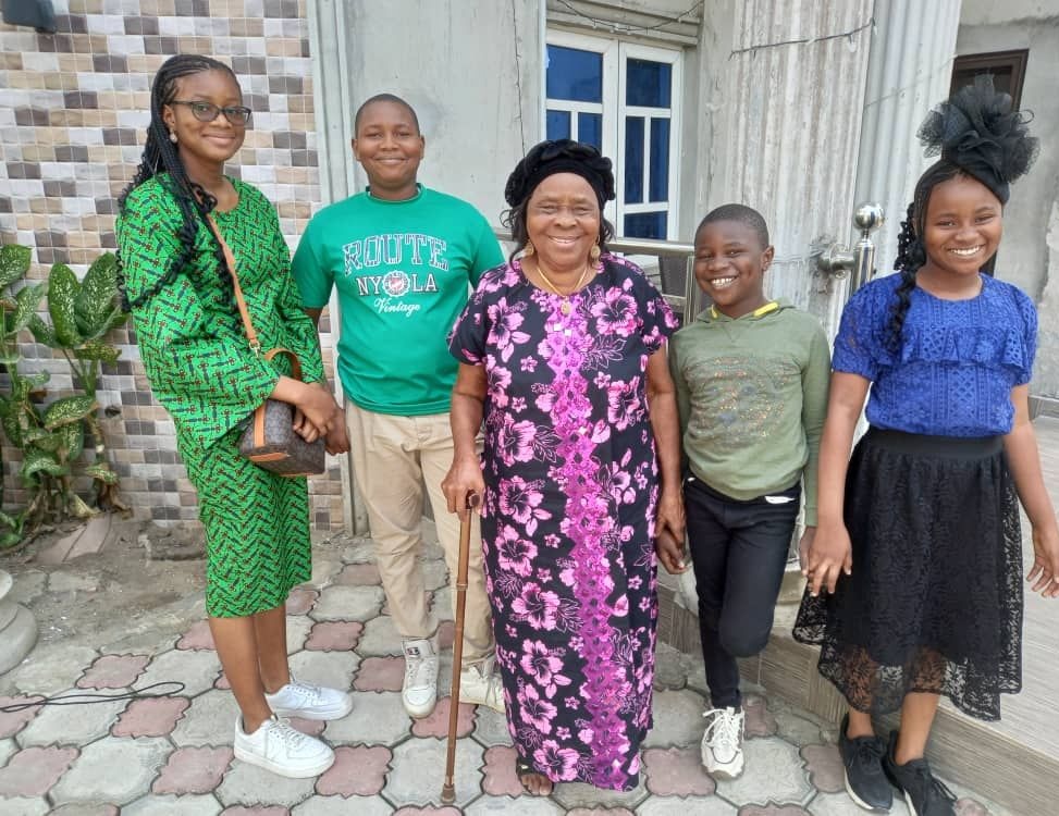 Mama Osusu and some of her grandchildren 