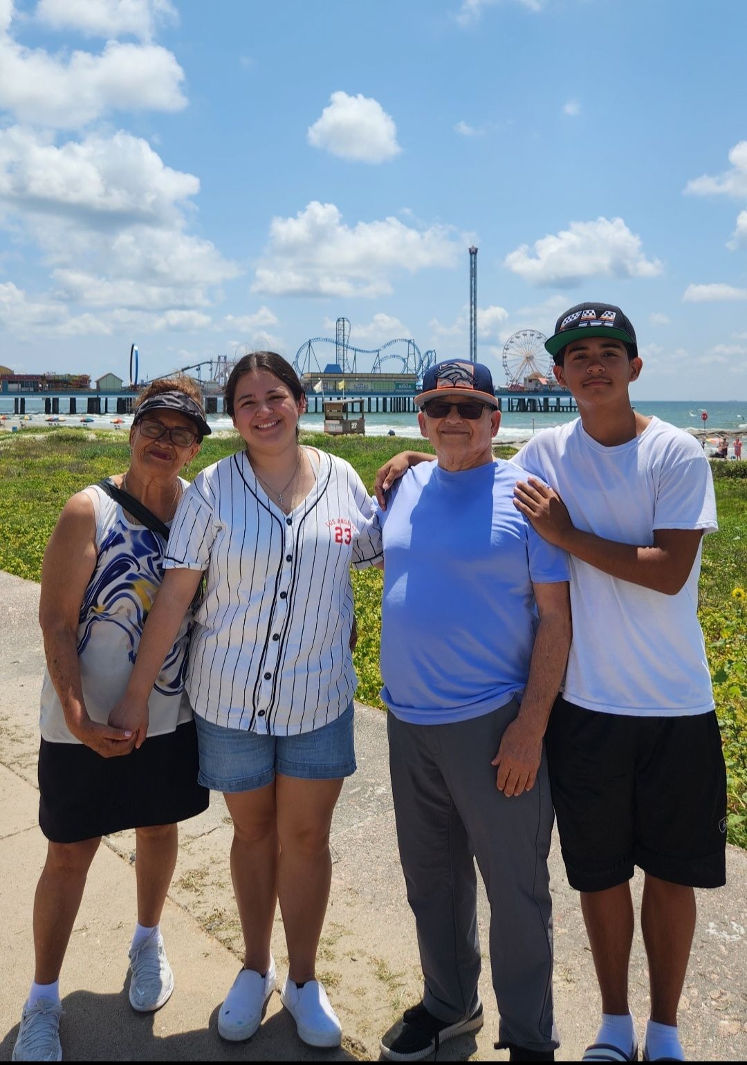 With her grandkids in Galveston