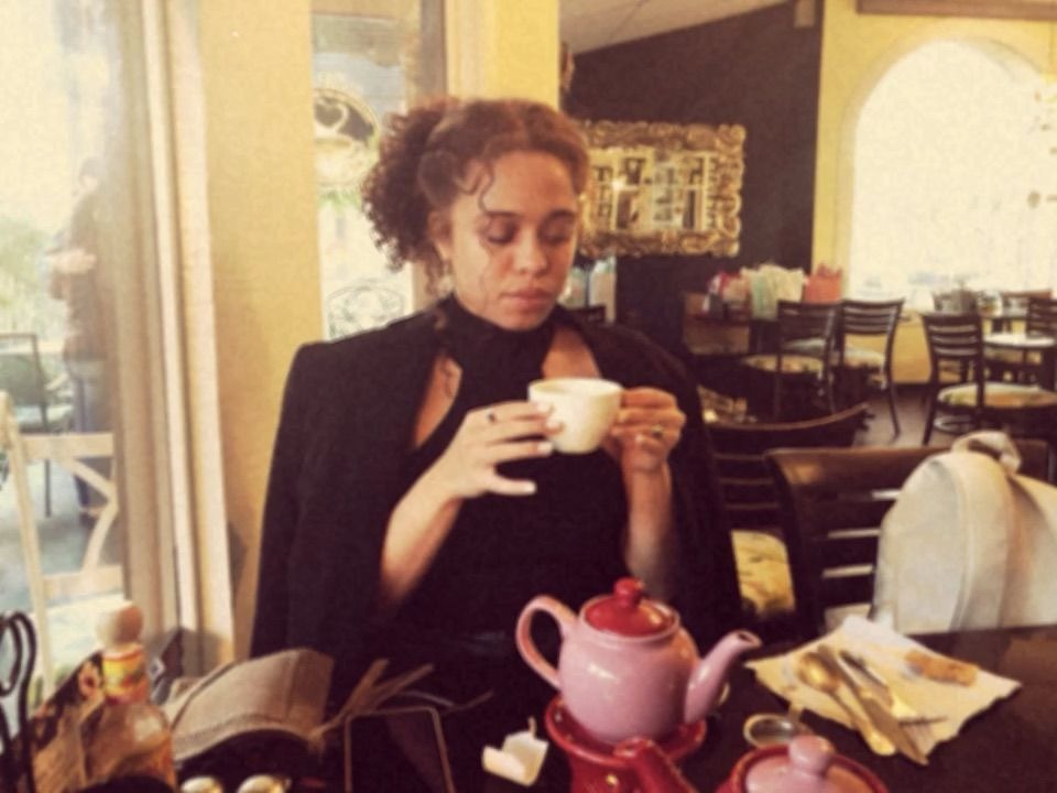 at her favorite Tea house