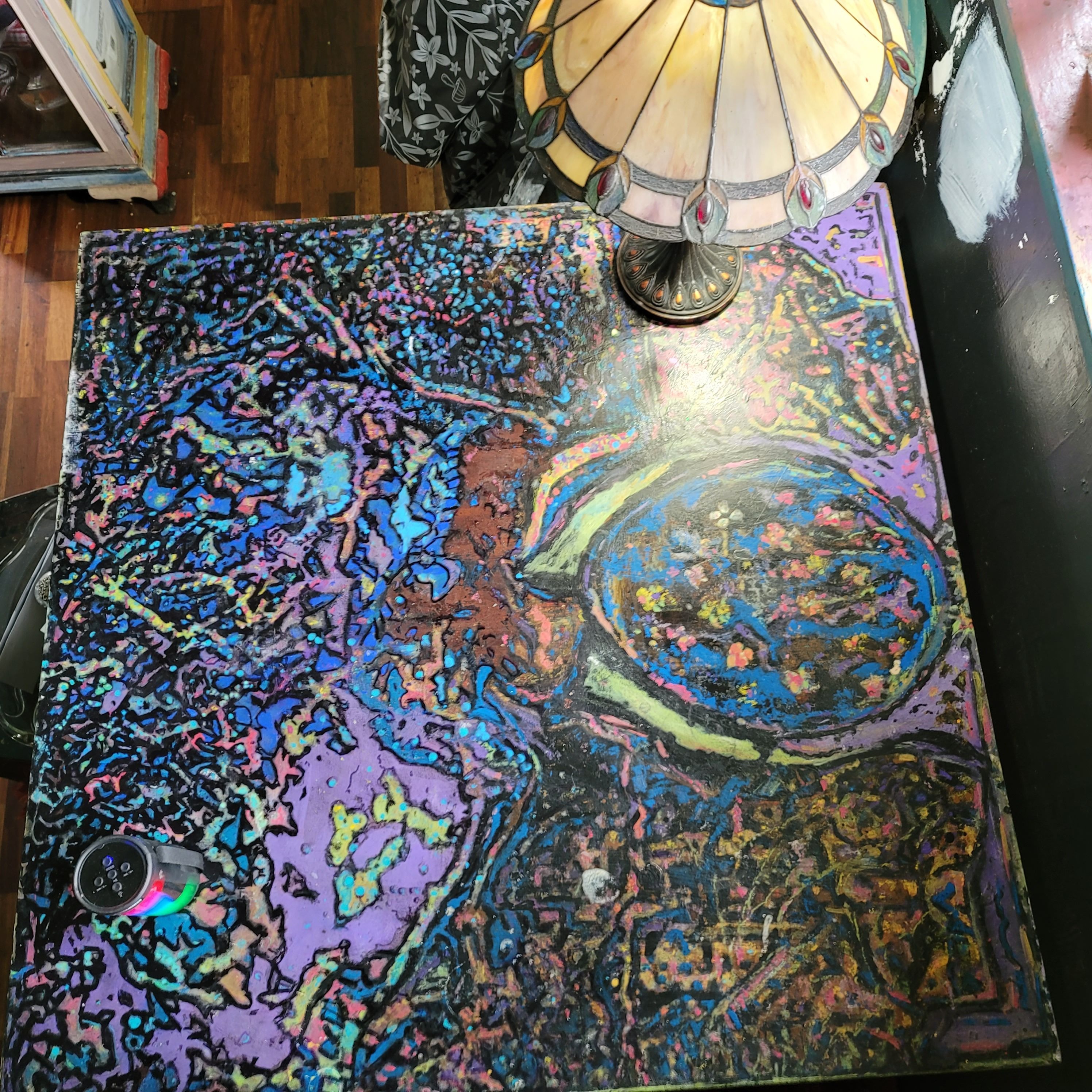 Painting done on tabletop by Deborah (clee) McConnell-Yon