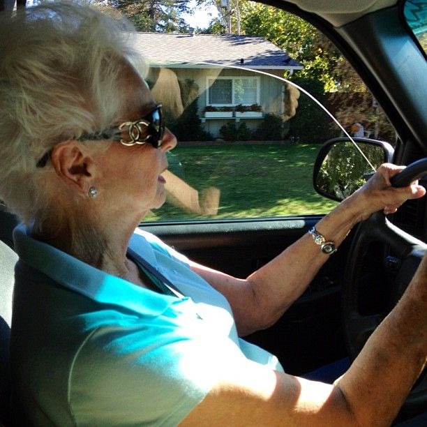 Carol driving Laurens big truck