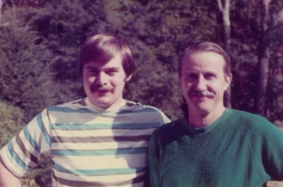 My dad and grandpa (my mom's Dad John). Had to get a mustache photo in for both of them! Guessing this photo must be early 70s. And I remember that stylin' striped shirt!
