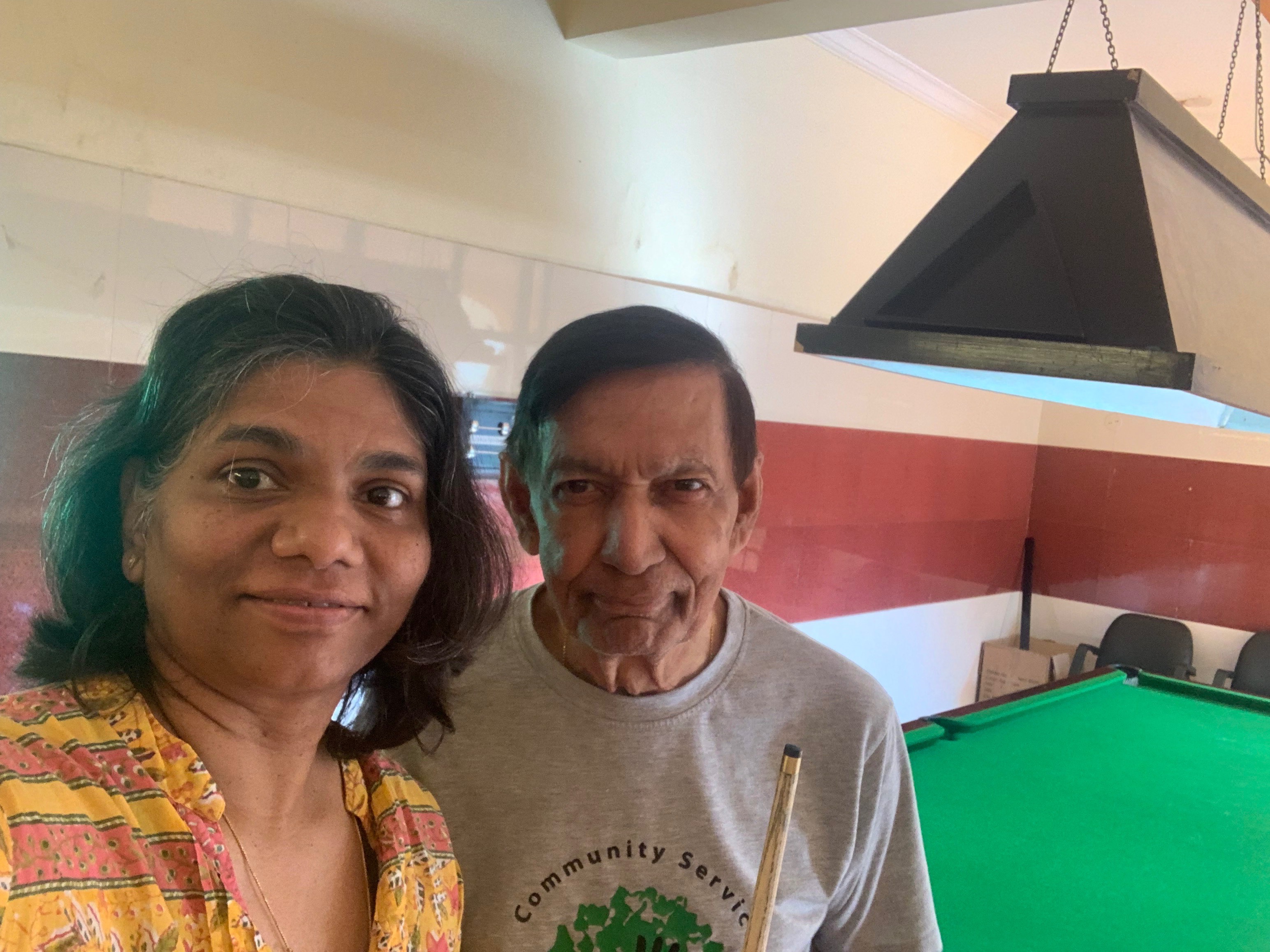 We did stuff together, Appa - to make sure that your retirement at 83 wasn't boring. One was my harebrained idea that you would teach me billiards. You didn't know but I have played some pool in the US. Not only did you start from the beginning - that stance and attire (relaxed rules!), you told me: Now, in this stance, you need to practice at least 150 to 200 times before I will allow you to touch one ball. 😁 You sure made me work for it!