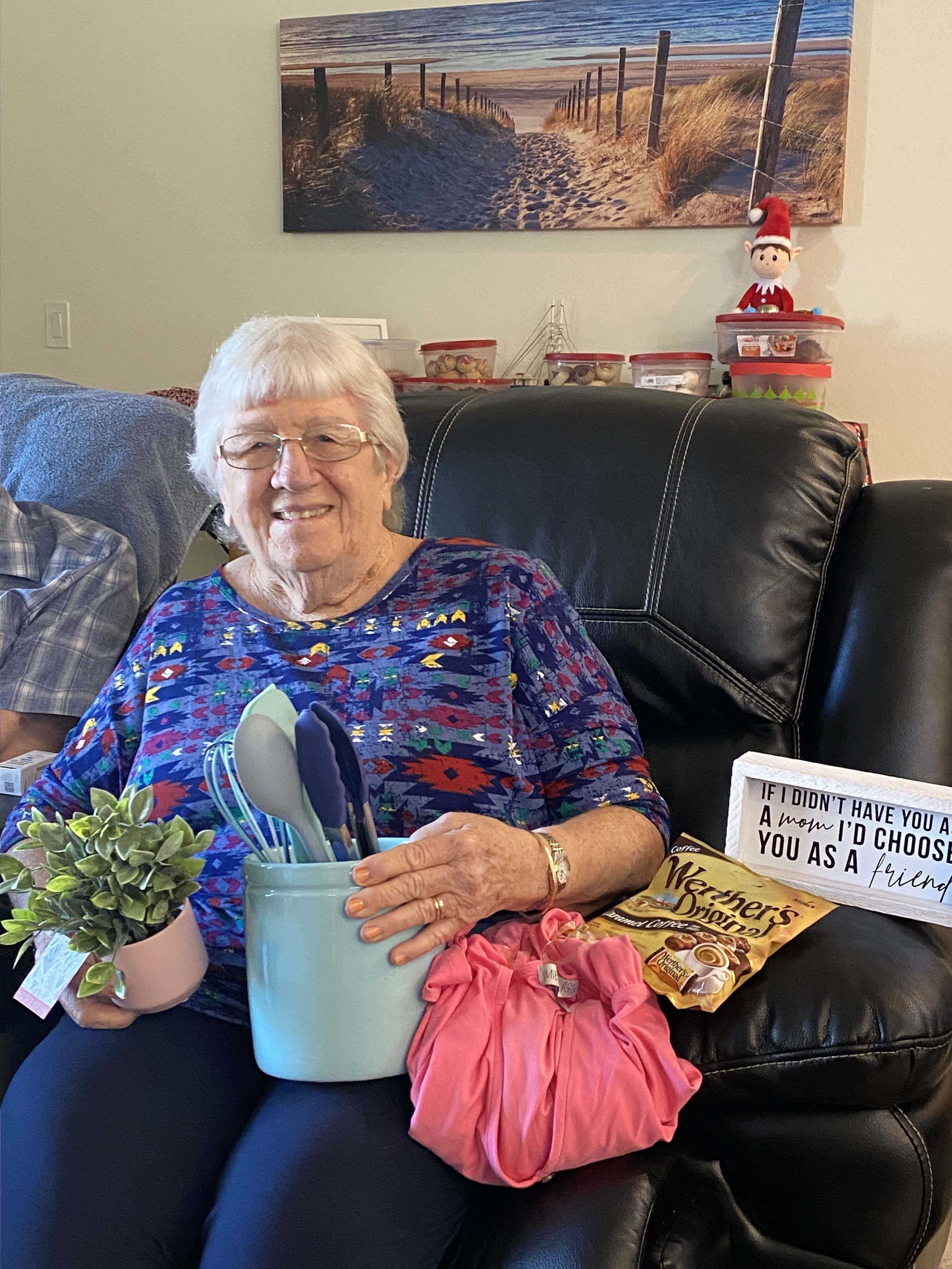She loved getting gifts and this was Christmas time in ‘22. She’ll be missed by many. She was always loving and caring.
