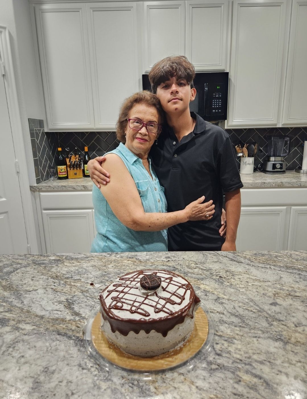 With her grandson Isaiah