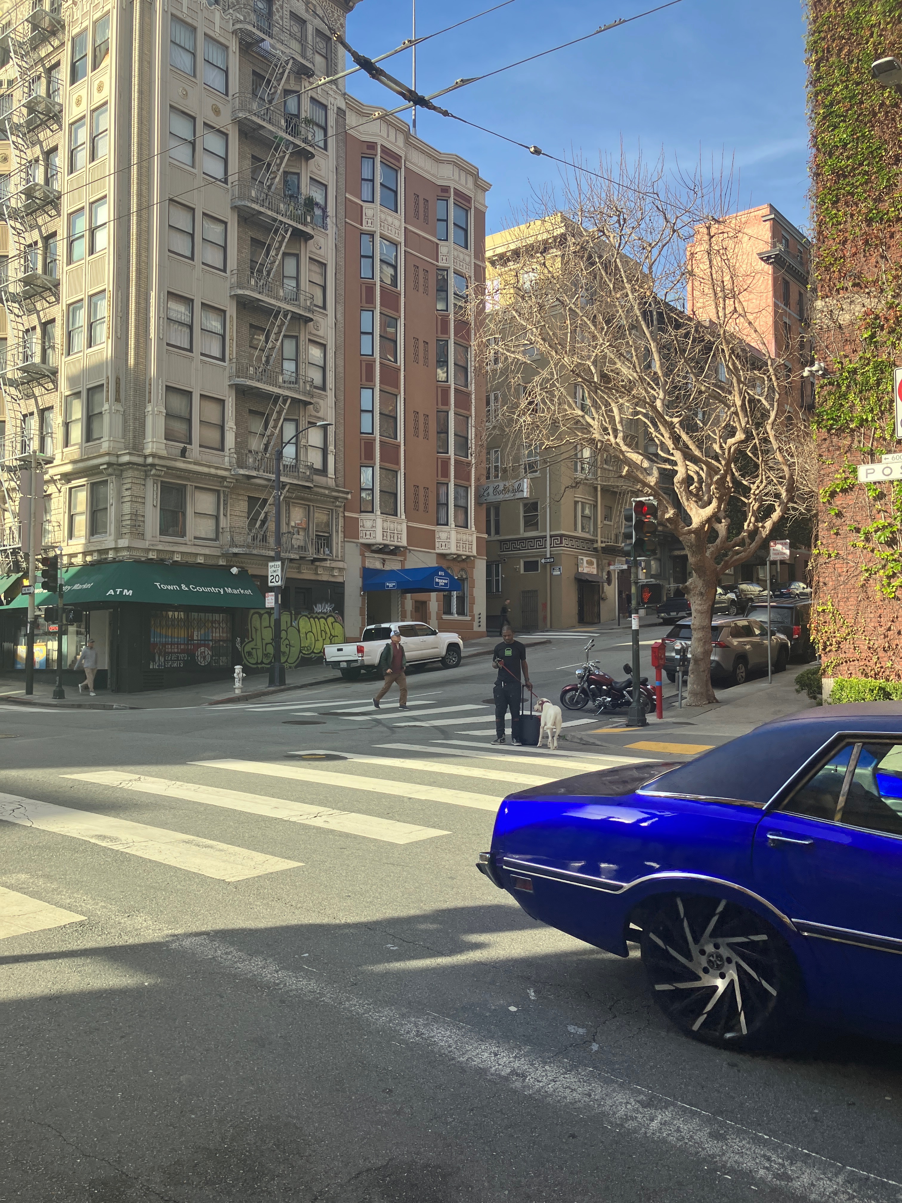 Just outside of his apartment