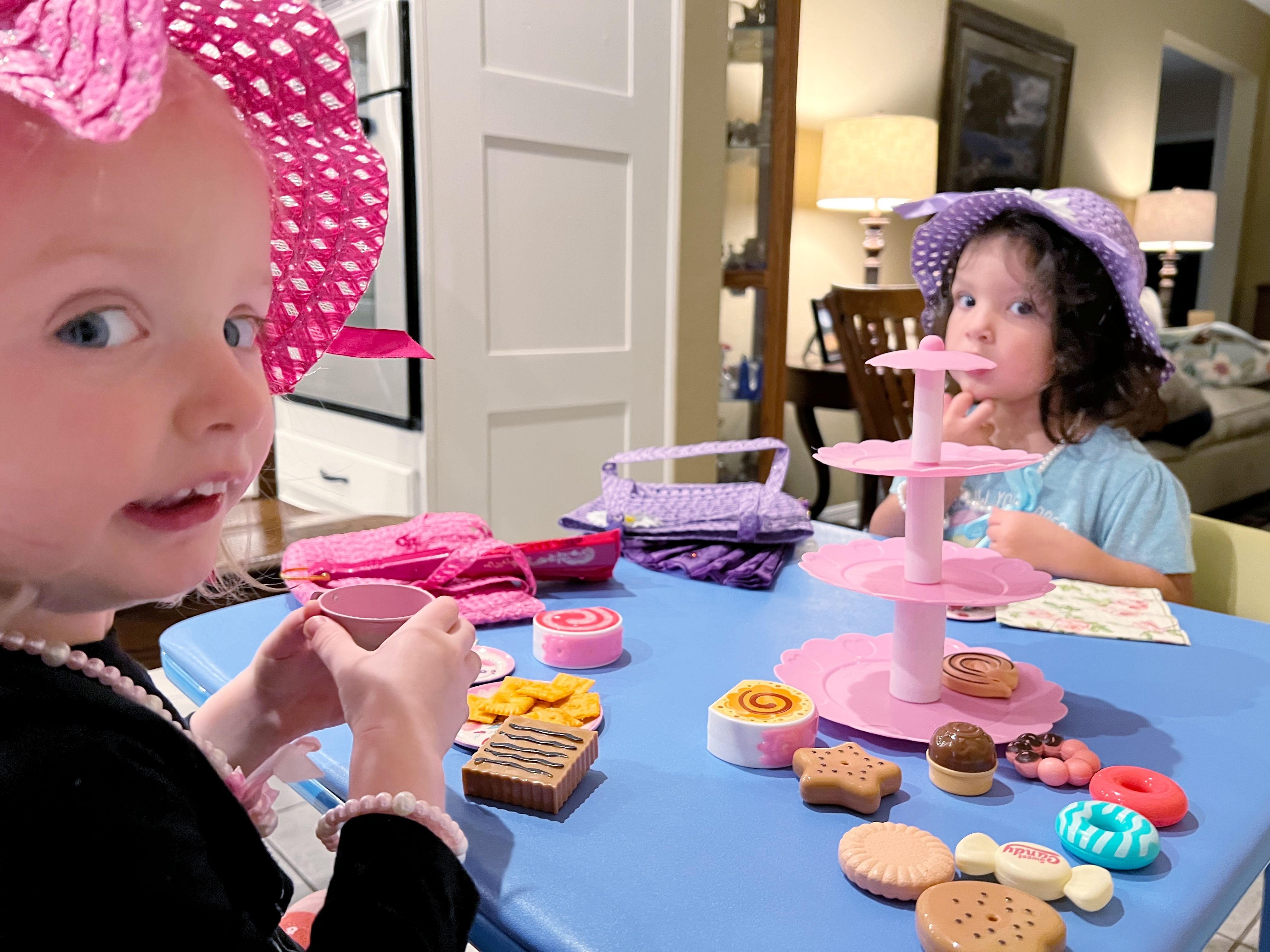 Pam hosted a tea party for Wren and Ariana, San Antonio, Texas, November 2022