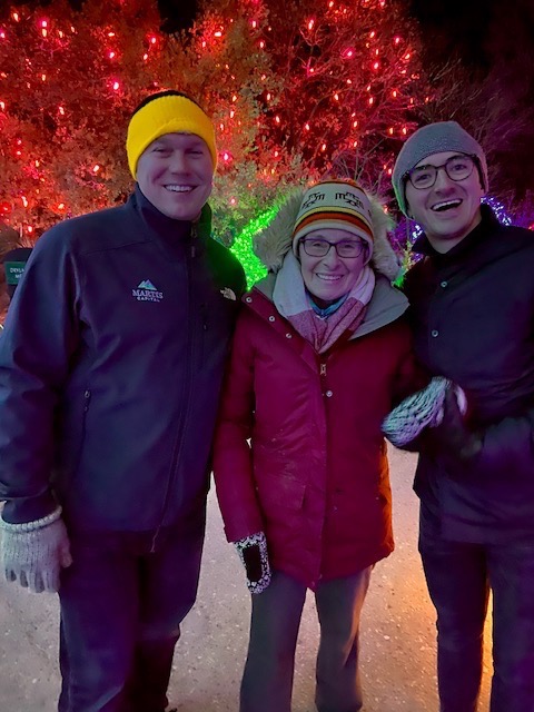 Mom's favorite place was the botanic gardens so we forced her out, even in the chill, to see the lights