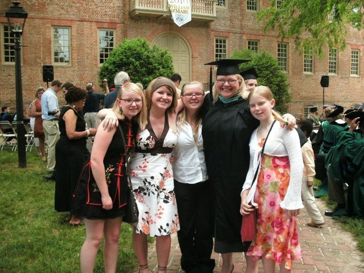 My mom earned her master's degree from William & Mary while raising all four of us, and loved every single second of it. Her passion inspired all of us to follow in her footsteps. We were so incredibly proud of her that day.