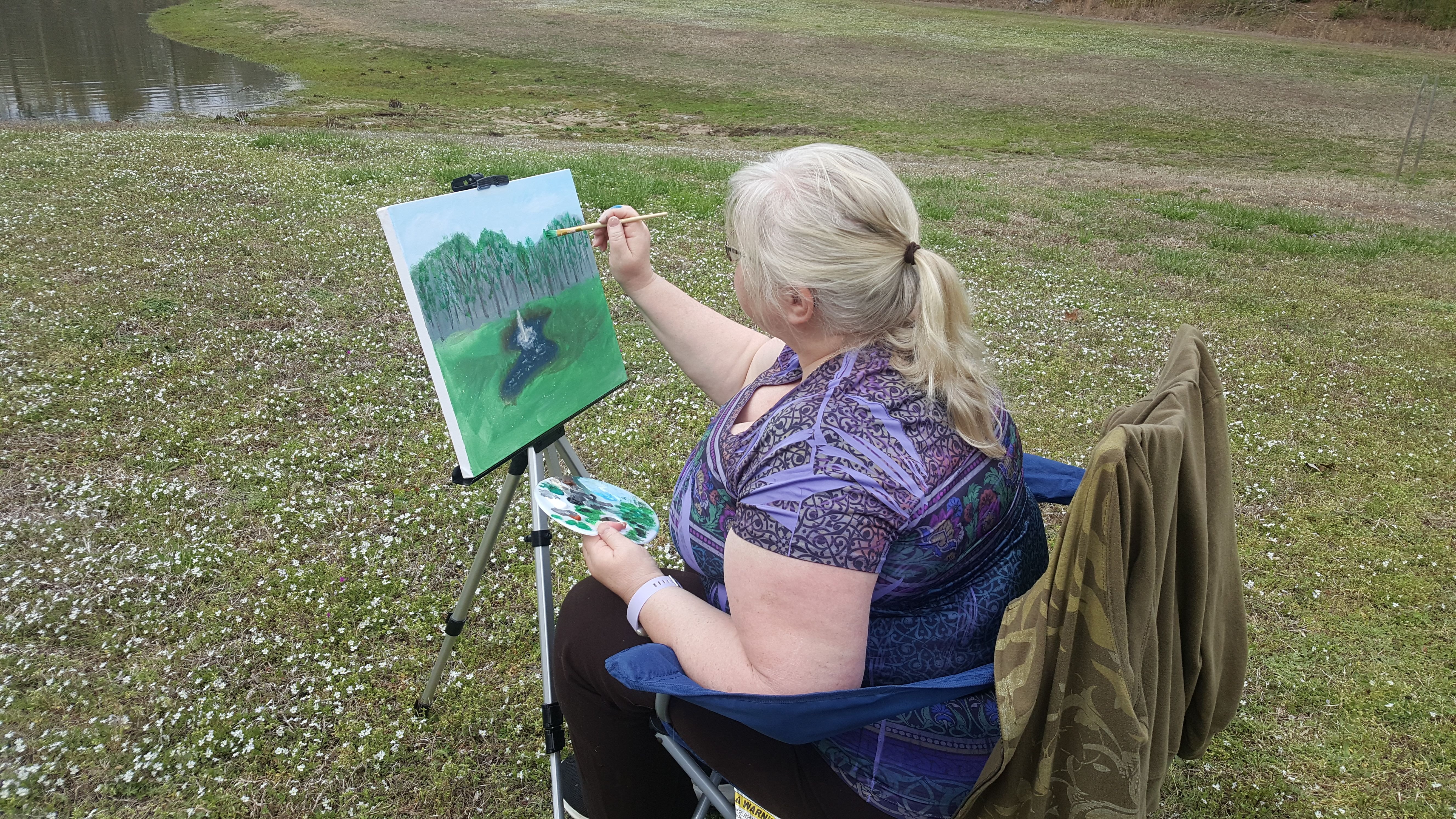 A memory I hold dear is when mom and I went out to a pond and painted together. Mom loved painting and I am so happy I got to do this with her.