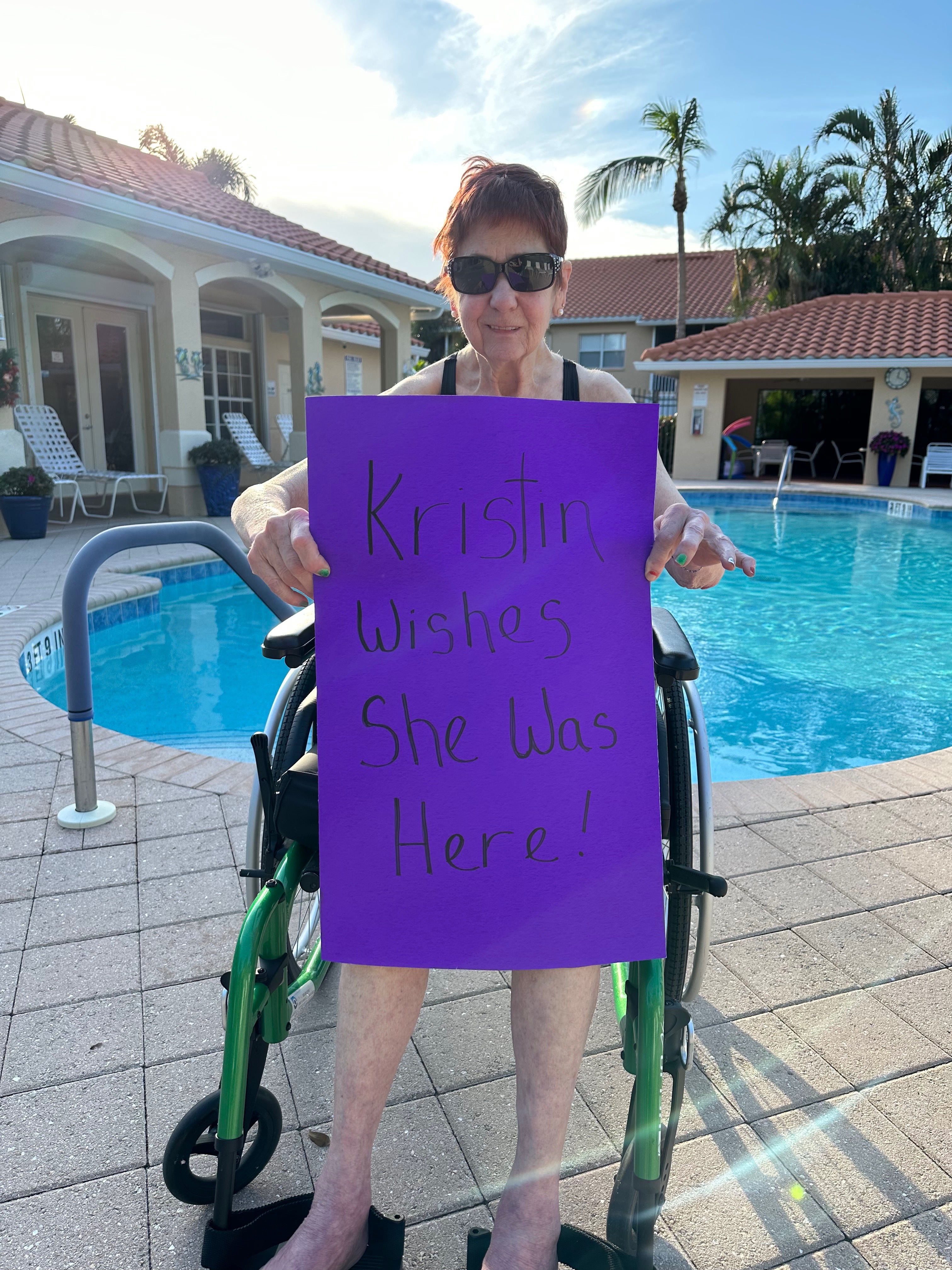 Lisea rubbing in her vacation to Florida! 😂😂
I loved that Lisea got to go on that vacation…she came back from Florida, and couldn’t wait to tell us all about it.
Lisea was so special…she always worked hard, had a smile on her face, and gave the best hugs!
I’m so sorry she has passed, but I know she is moving, shaking and exercising in Heaven!