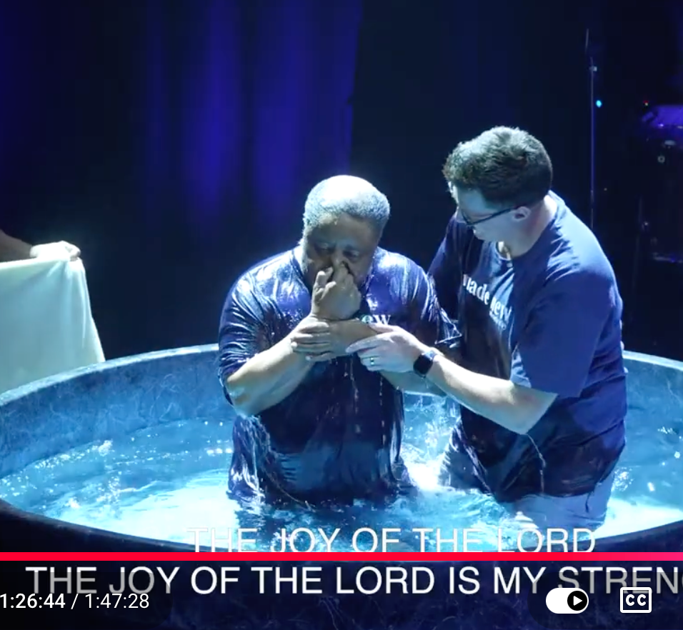 Big E's baptism at Miracle City Church, October 2025