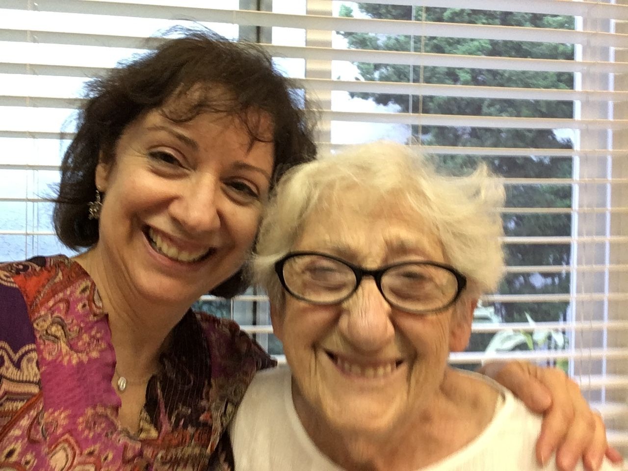 Dot and Mom joking with the cameraman on a Cali visit.