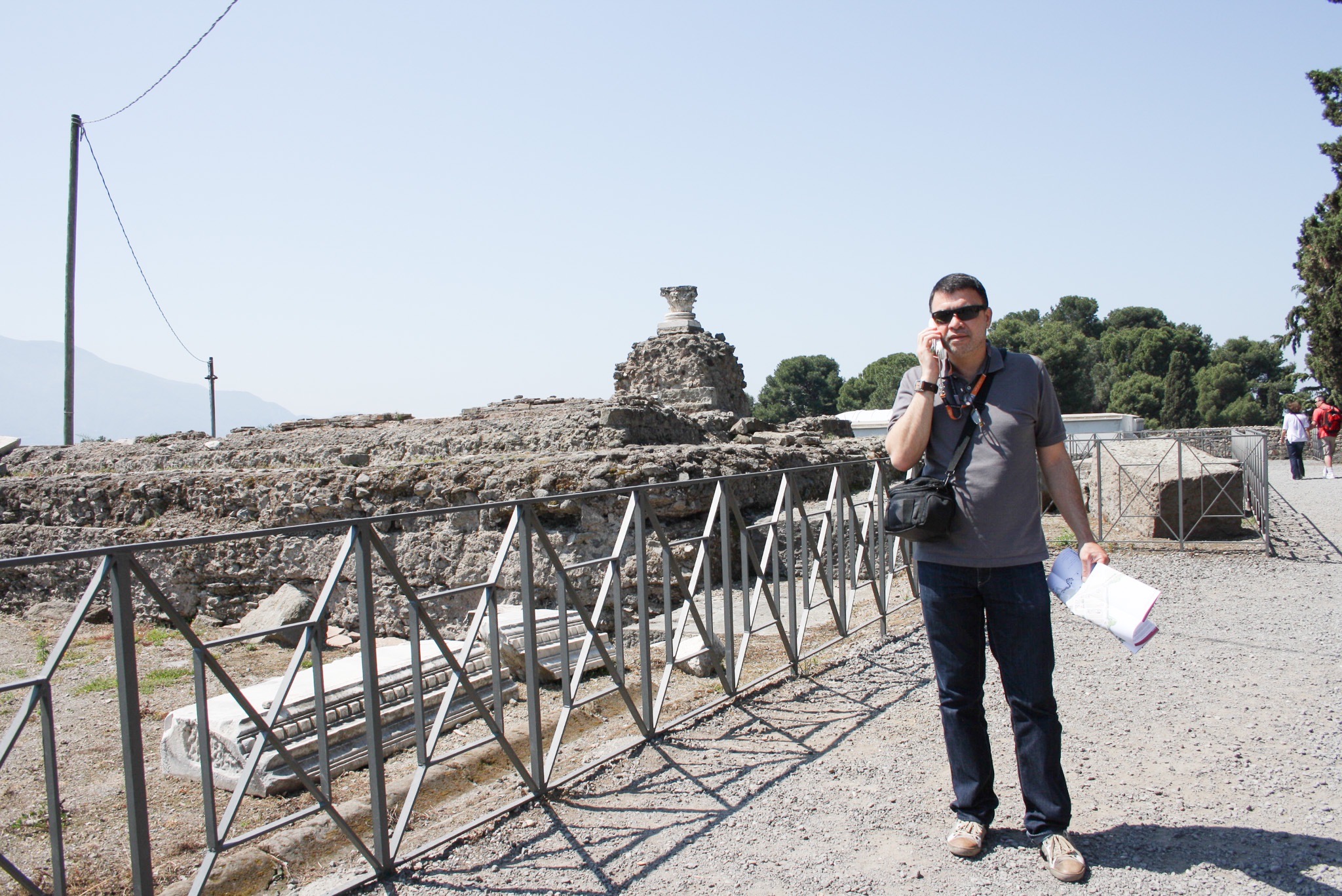 Listening to the story of Pomeii. Naples, Italy.