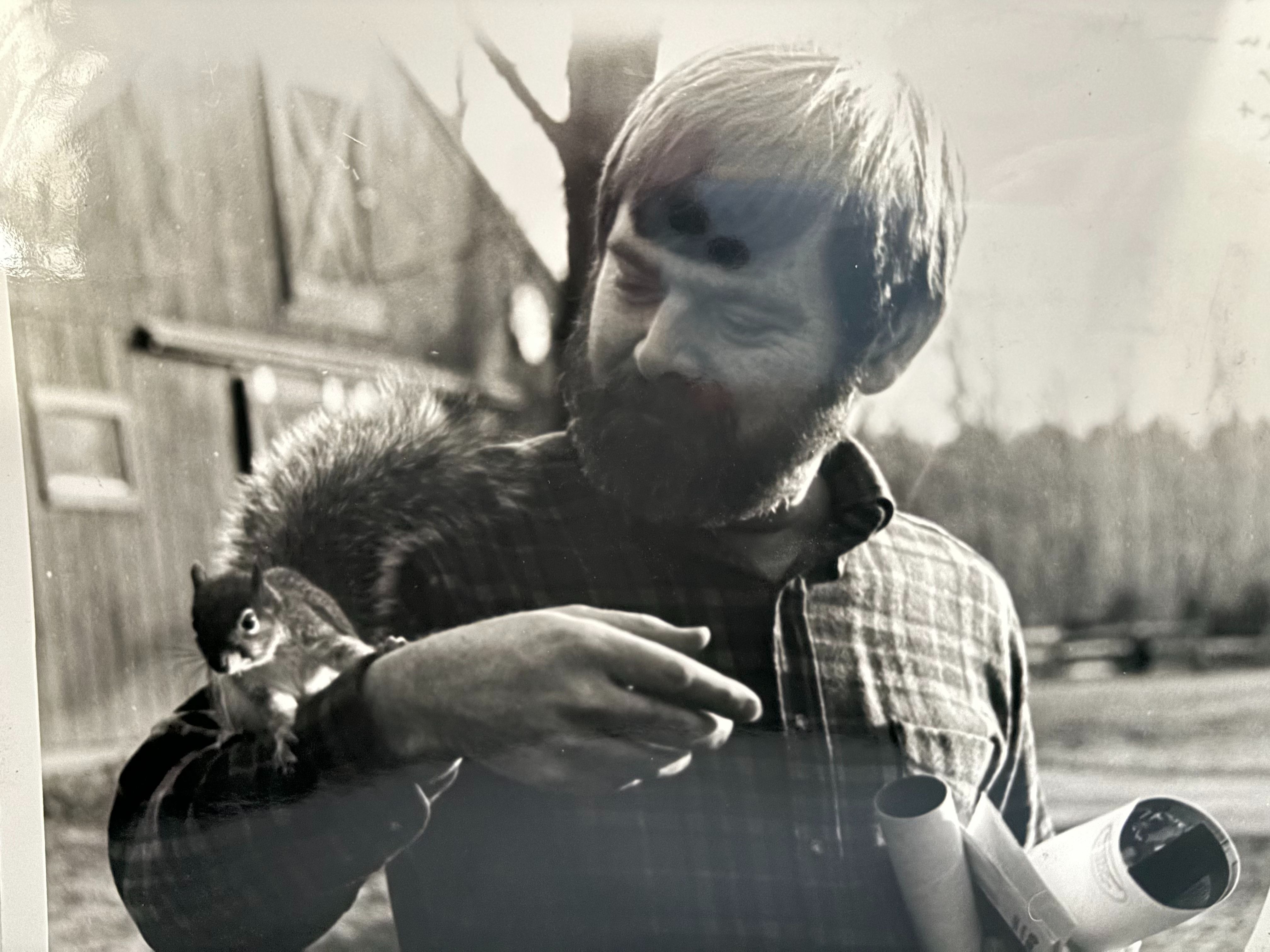 Dad and "Clyde" the squirrel, one of many squirrels and raccoons we raised in collaboration with the local nature center. It was truly the best growing up with a vet dad. And this pic so captures his love of animals. ❤️
