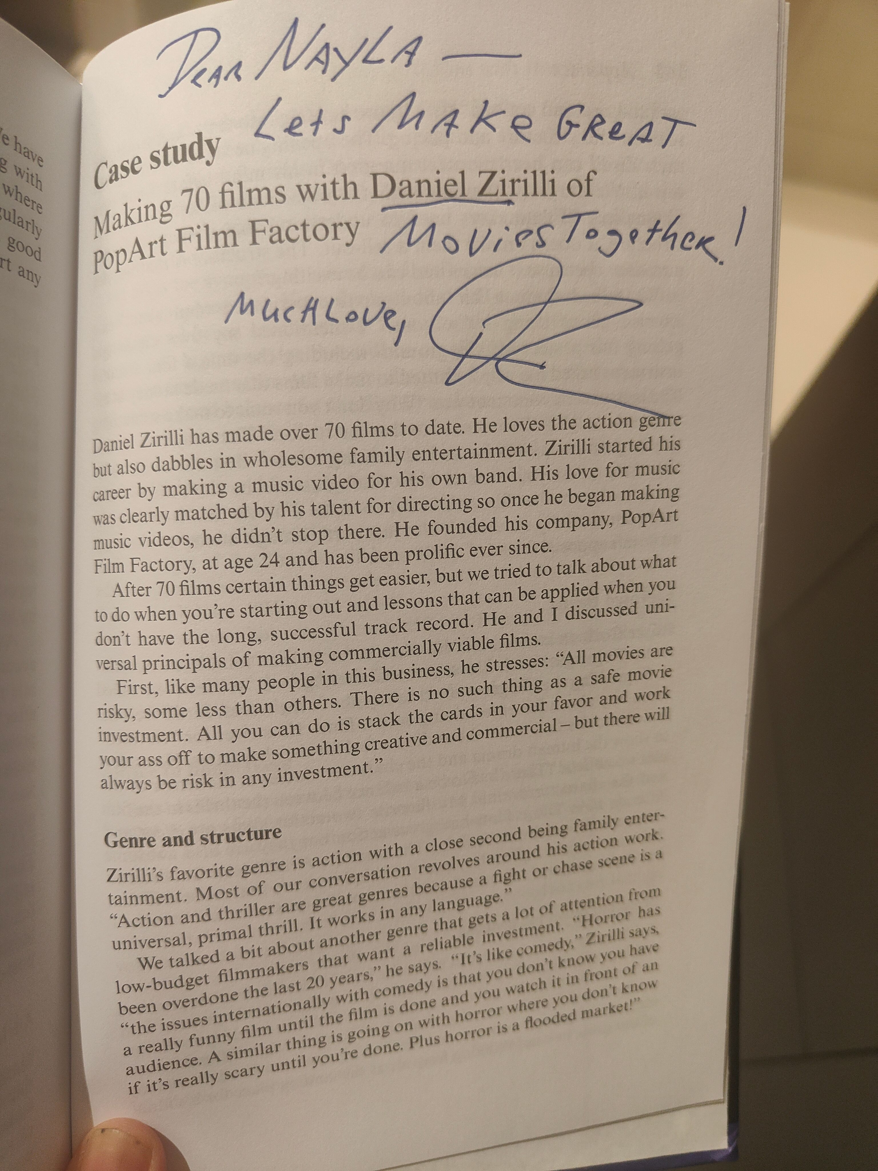 A dedication from Daniel that I will cherish for the rest of my life.