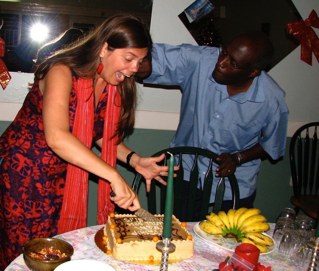 At my farewell party.