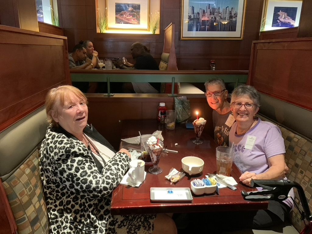 Jan and Ileen Celebrating Susan's Birthday in Celebration on July 31, 2022.