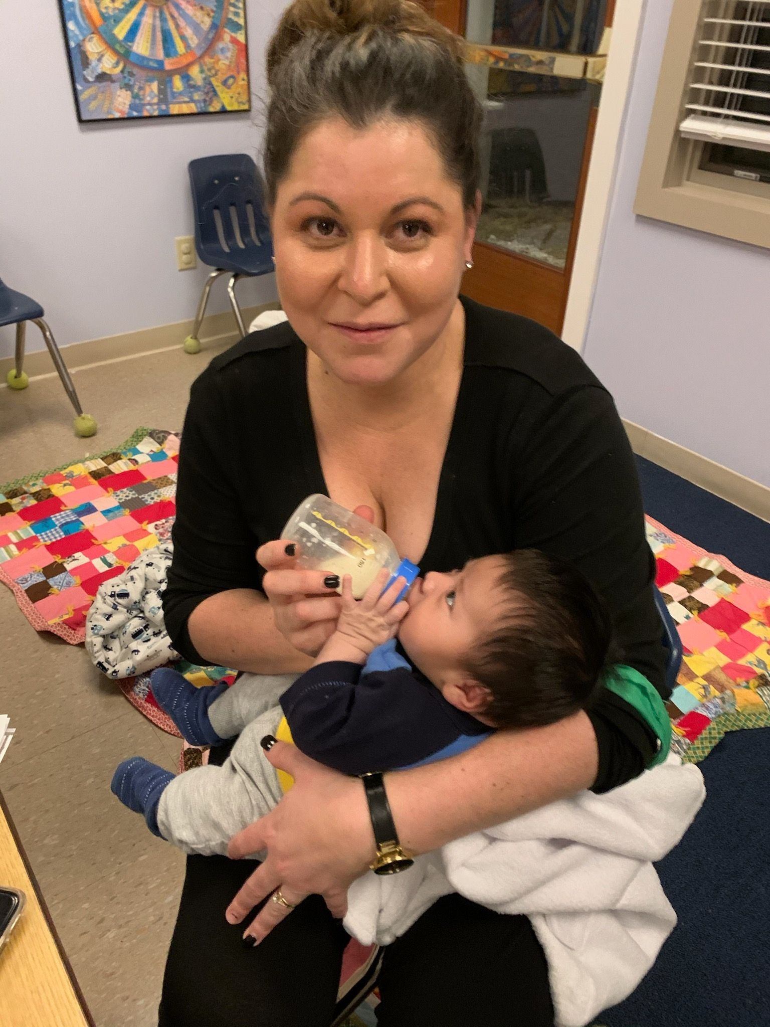 This picture was the happiest I think I’ve ever seen Sheila. We were assisting at a local community for people that were immigrants taking care of their children while they were in meetings.
