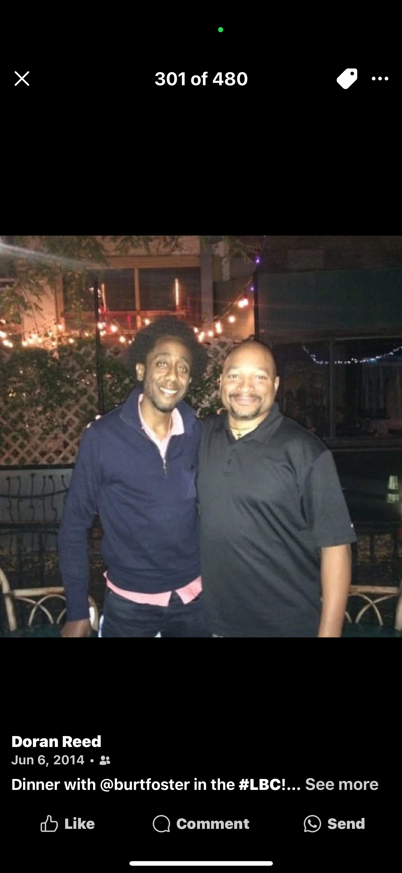 While on another business trip to Long Beach, CA, Doran and I grabbed a delicious meal at a Greek restaurant. The food was delicious and the conversation was endless! We talked for hours and I didn’t want the night to end! (circa 2014). Miss You Cuz! RIP 🦋🙏🏾✝️