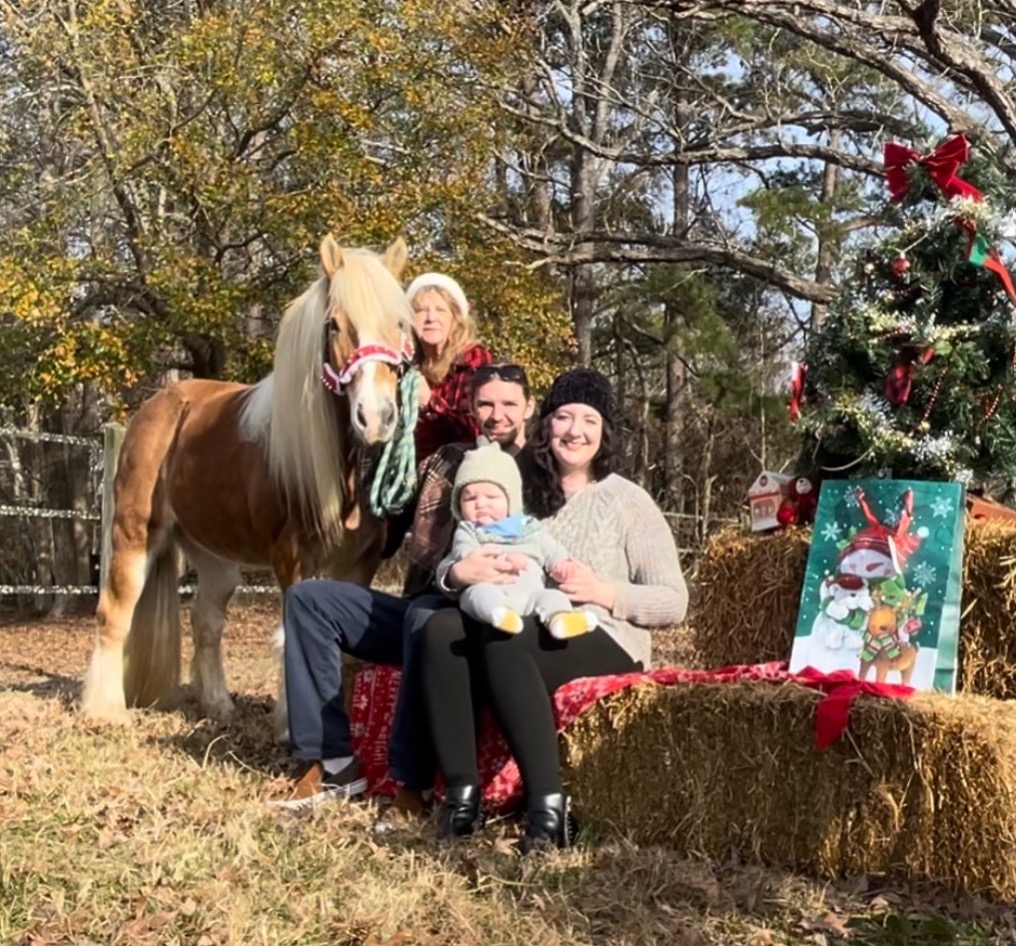 This was last Christmas (2023) when Paula was doing Holiday photos with the pony at Doodle Doo Farms. She was so excited to show Axel the pony!