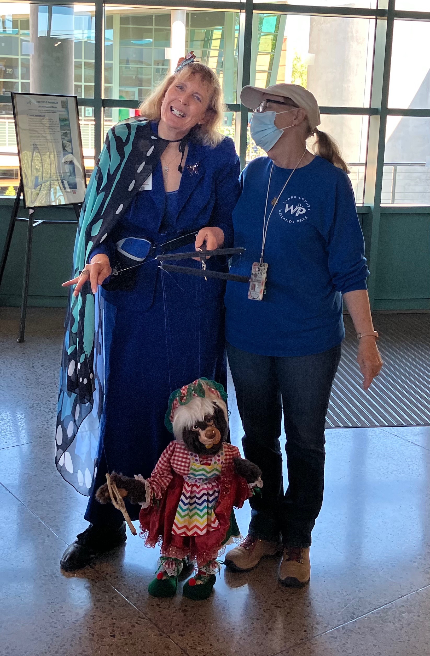 Performing together, with “Mama Beaver“. 2024 Jan encouraged me to create this marionette with the help of my mother. (she was a bear before she turned into a beaver.)