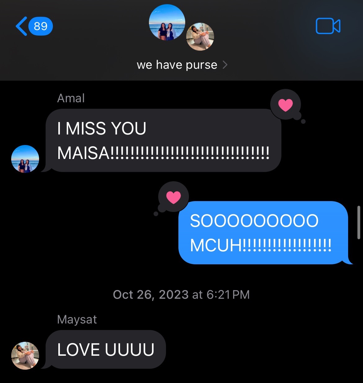 Soooo sooooo much ☹️
(Group chat name is one of our favorite inside jokes, so is her contact name)