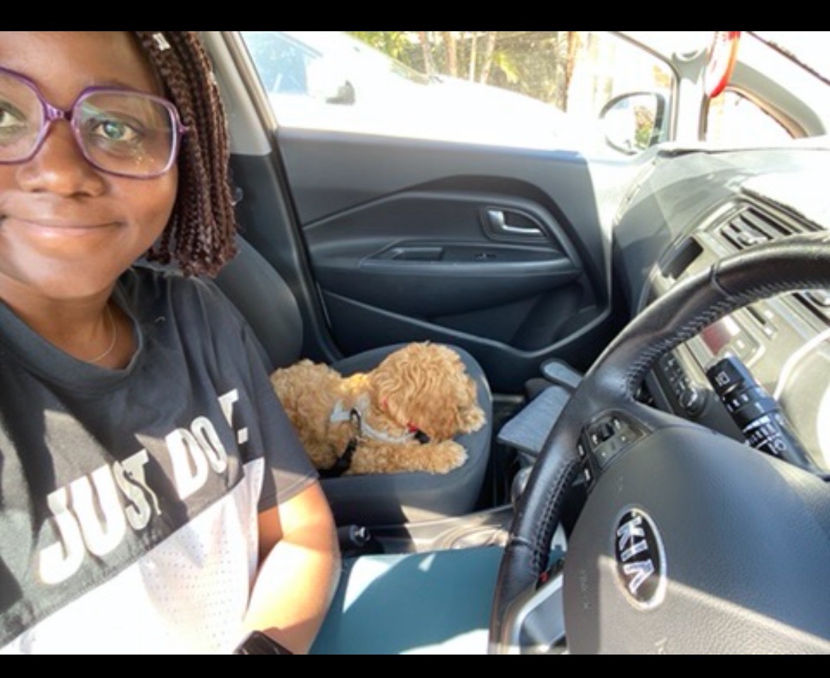My favourite memory of Bentley was when we went for a walk at the beach - he was such a champion cause he walked the entire way, I remember everyone just loved him and wanted to pet him. This is us on the car ride to the walk.